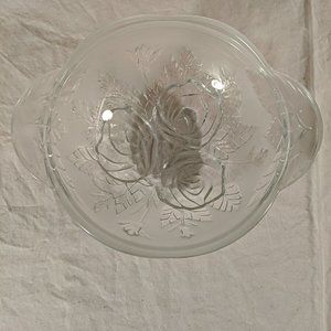 KIG Malaysia Frosted Rose Glass Bowl Serving Candy Dish Clear and frosted, 5"